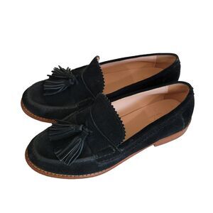 Kate Spade Womens Suede Mocassins Tassels Loafers Black Sz 7.5M